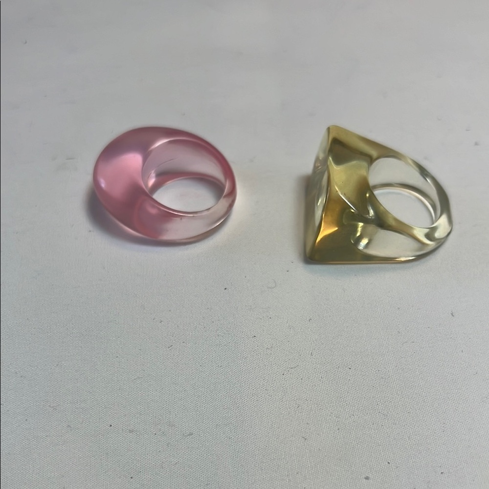 Pink and Yellow Acrylic Rings - Picture 2 of 2